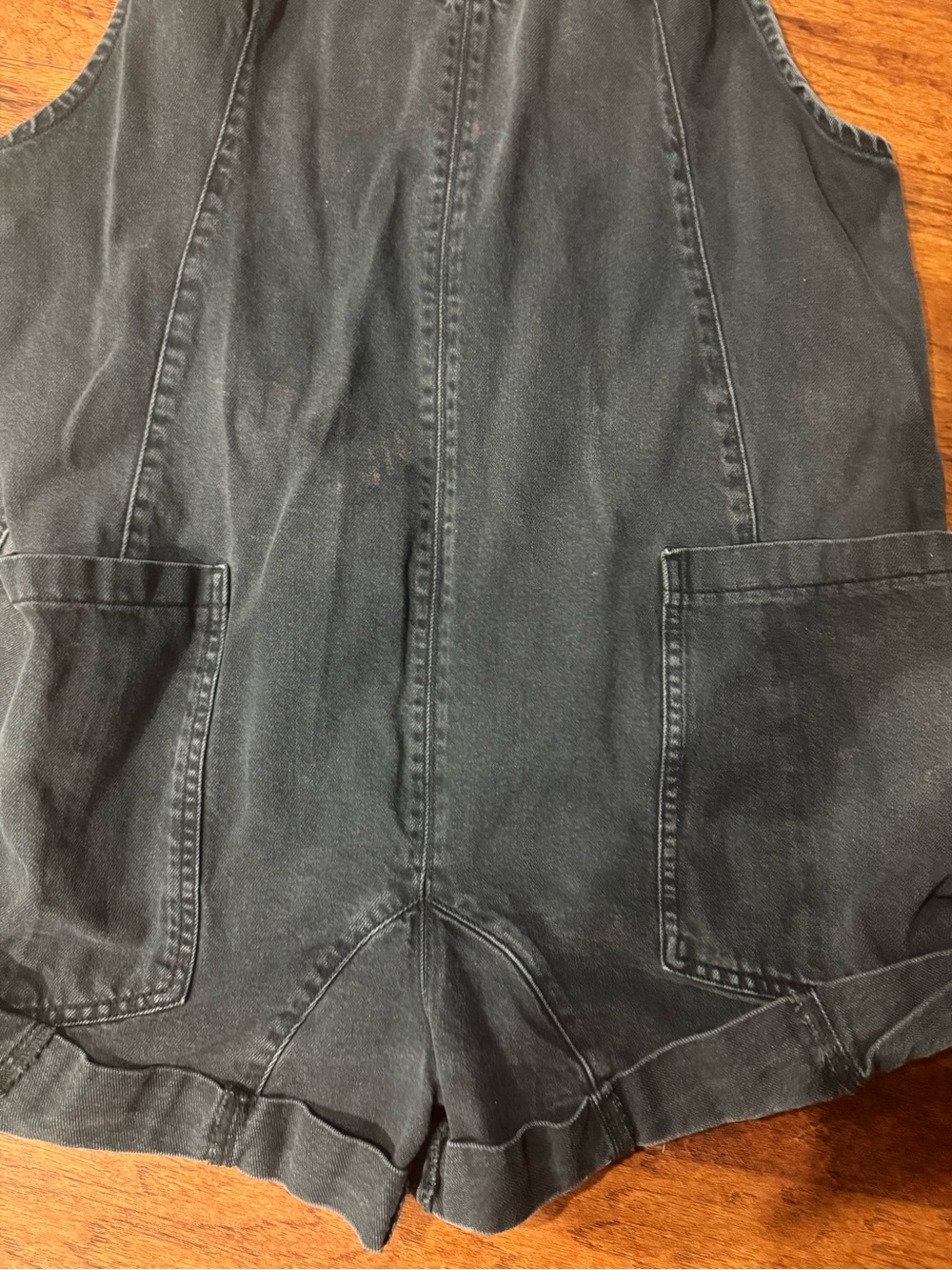 Free People High Roller Short Denim Overalls Black - Picture 3 of 6